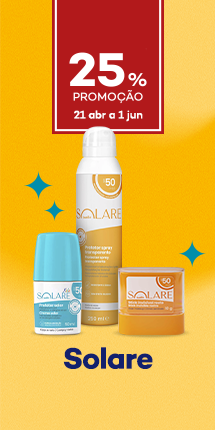 Protetores Solares da marca Solare com destaque promocional de 25% direto - de 21 abril a 1 junho